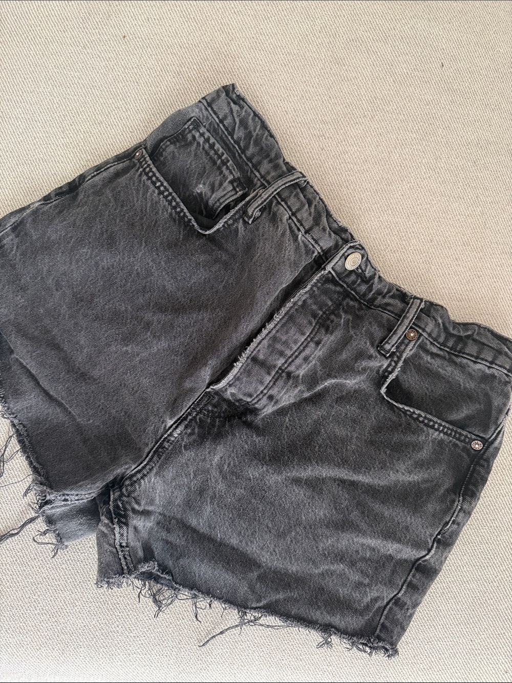 We The Free Black Washed Denim Cutoff Shorts
